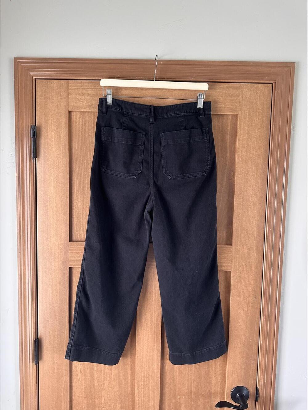 QUINCE Organic Stretch Cotton Twill Wide-Leg Crop Pants Black Women’s size 29 - Picture 5 of 14